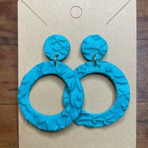 Metallic Blue Polymer Clay Statement Earrings
